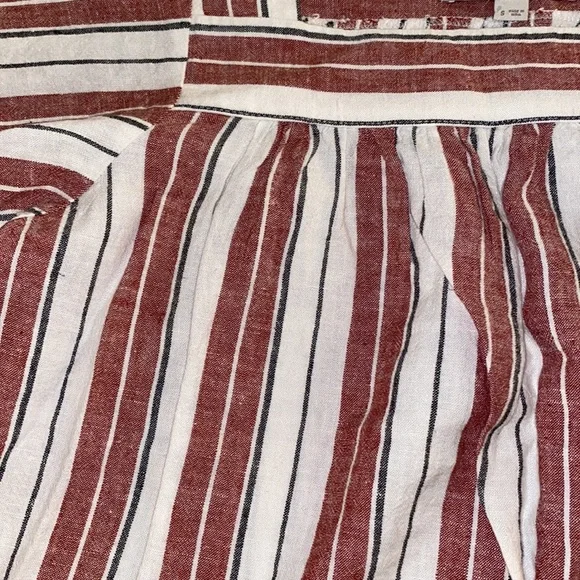 Loft Striped Linen Blend Short Sleeve Blouse - Picture 7 of 11